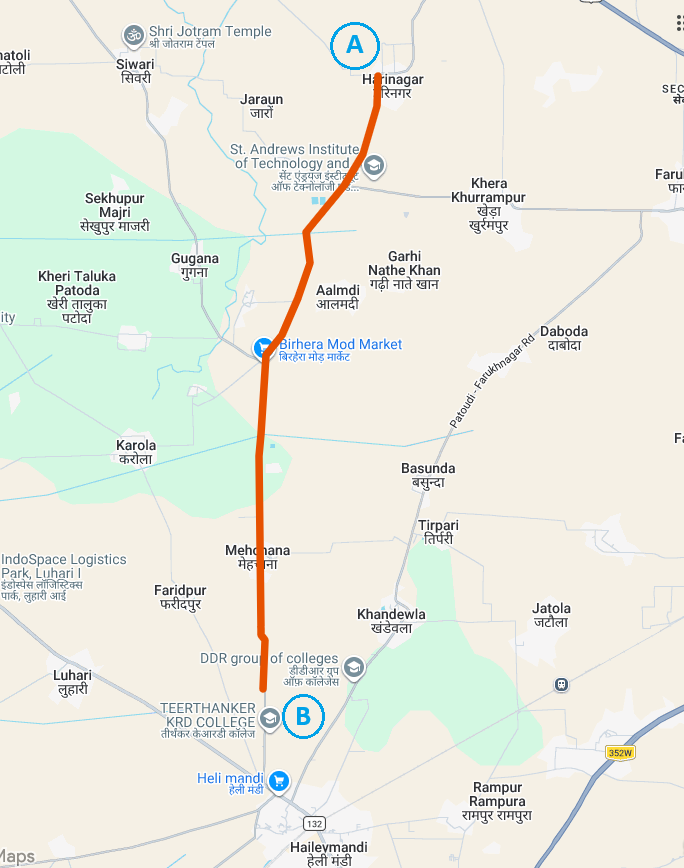 Haily Mandi to Hari Nagar (Both Side) - 10.9KM